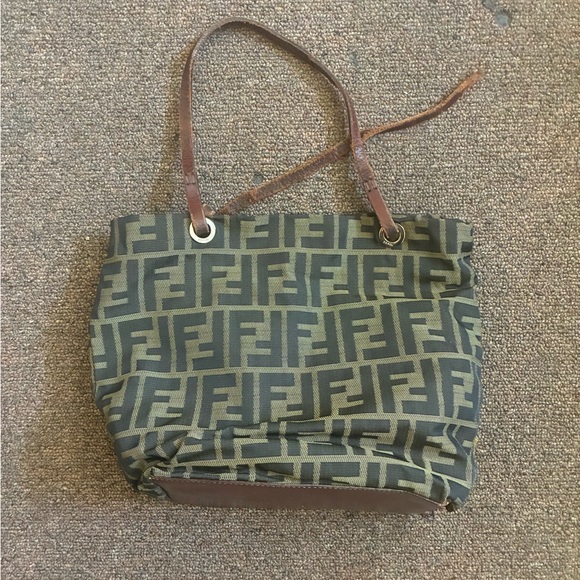 Fendi Olive and Brown Shoulder Bag - Picture 2 of 5